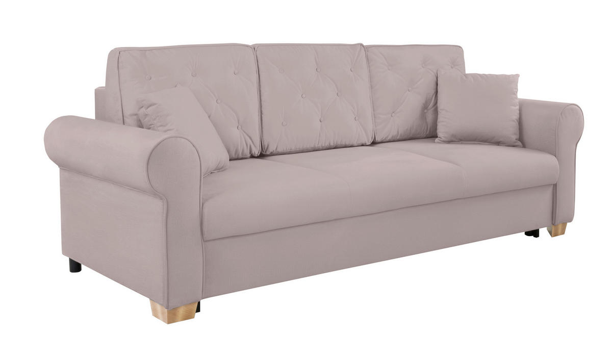 SCHLAFSOFA  mit Bettkasten erhältlich, Liegefunktion, Rücken echt, Armteil links, Armteil rechts Taupe  - Taupe/Buchefarben, Design, Holz/Textil (240/94/98cm) - MID.YOU
