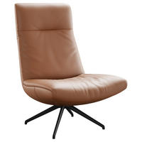 SESSEL Echtleder Cognac    - Cognac/Schwarz, MODERN, Leder/Metall (74/105/92cm) - Johann Jakob