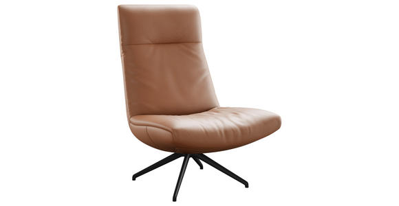 SESSEL in Echtleder Cognac  - Cognac/Schwarz, MODERN, Leder/Metall (74/105/92cm) - Johann Jakob