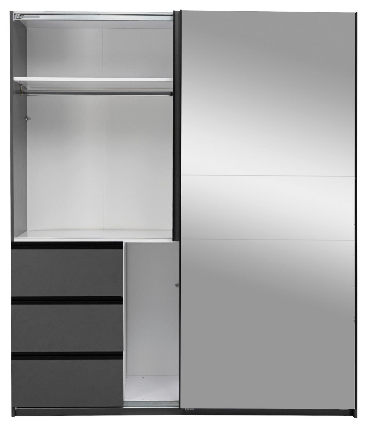 SCHIEBETÜRENSCHRANK 175/205/61,5 cm 2-türig Graphitfarben  - Graphitfarben/Schwarz, MODERN, Holzwerkstoff/Metall (175/205/61,5cm) - MID.YOU