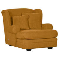 XXL KRESLO, textil, tmavožltá - tmavohnedá/tmavožltá, Design, drevo/textil (121/100/140cm) - Ambia Home