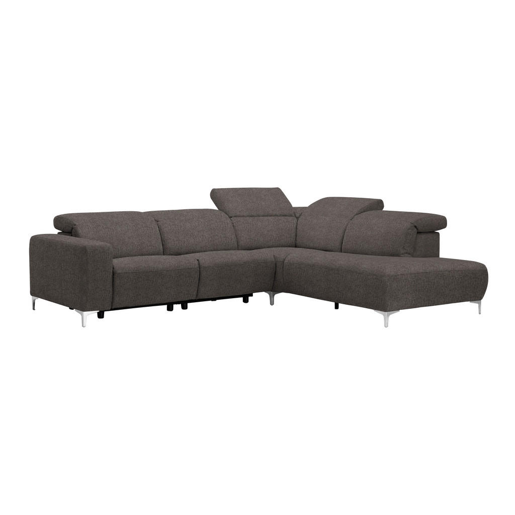 Thumbnail - Pure Home Lifestyle Ecksofa, Graubraun, Textil, Uni, 4-Sitzer, Ottomane rechts, L-Form, 290x238 cm, Goldenes M, Dgm, Typ...