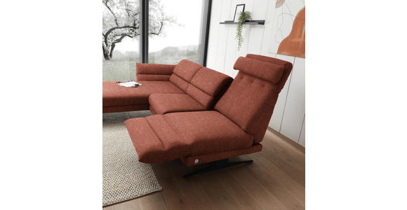 ECKSOFA Rostfarben Flachgewebe  - Rostfarben/Schwarz, Design, Textil/Metall (176-217/279-327cm) - Dieter Knoll