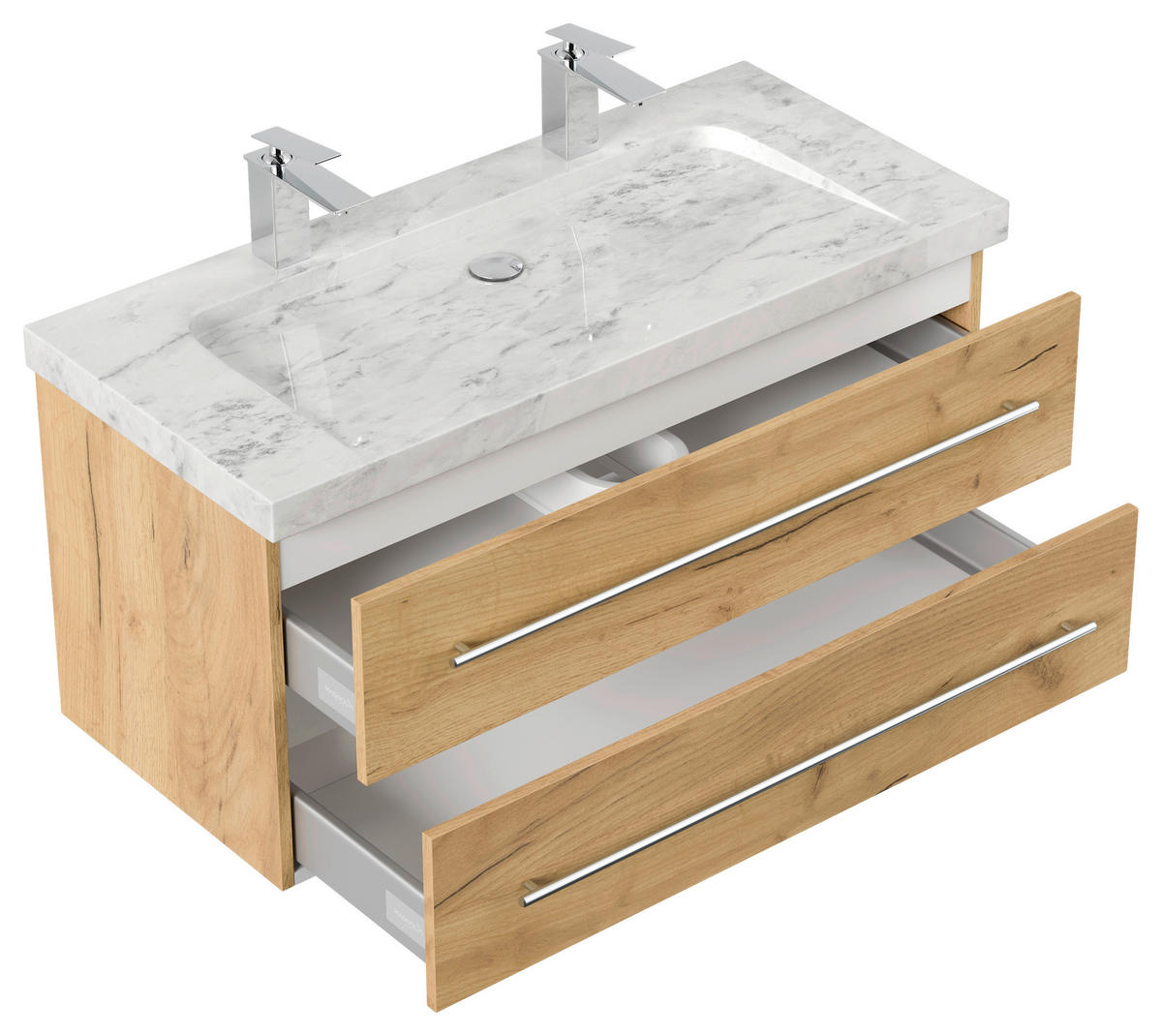 WASCHTISCHKOMBI 100 cm  - Eichefarben, Basics, Holzwerkstoff/Stein (100cm) - MID.YOU