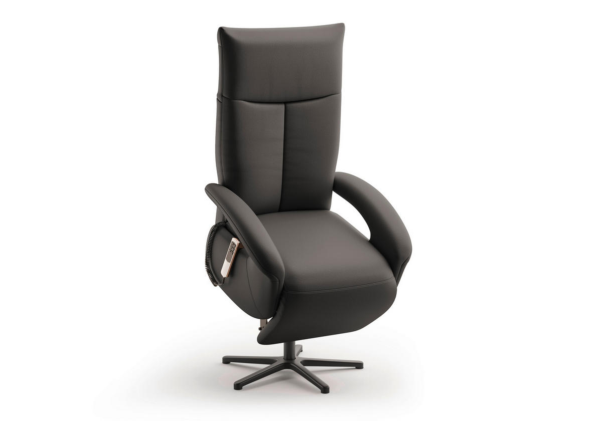 SESSEL in Echtleder Anthrazit  - Anthrazit/Schwarz, Konventionell, Leder/Metall (74/112/82cm) - Sit & More