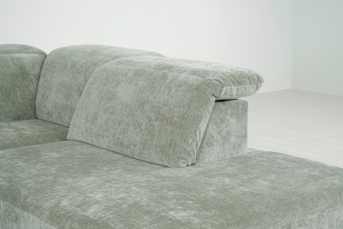 ECKSOFA  in Chenille Mintgrün  307/243 cm  - Schwarz/Mintgrün, Design, Textil/Metall (307/243cm) - Xora