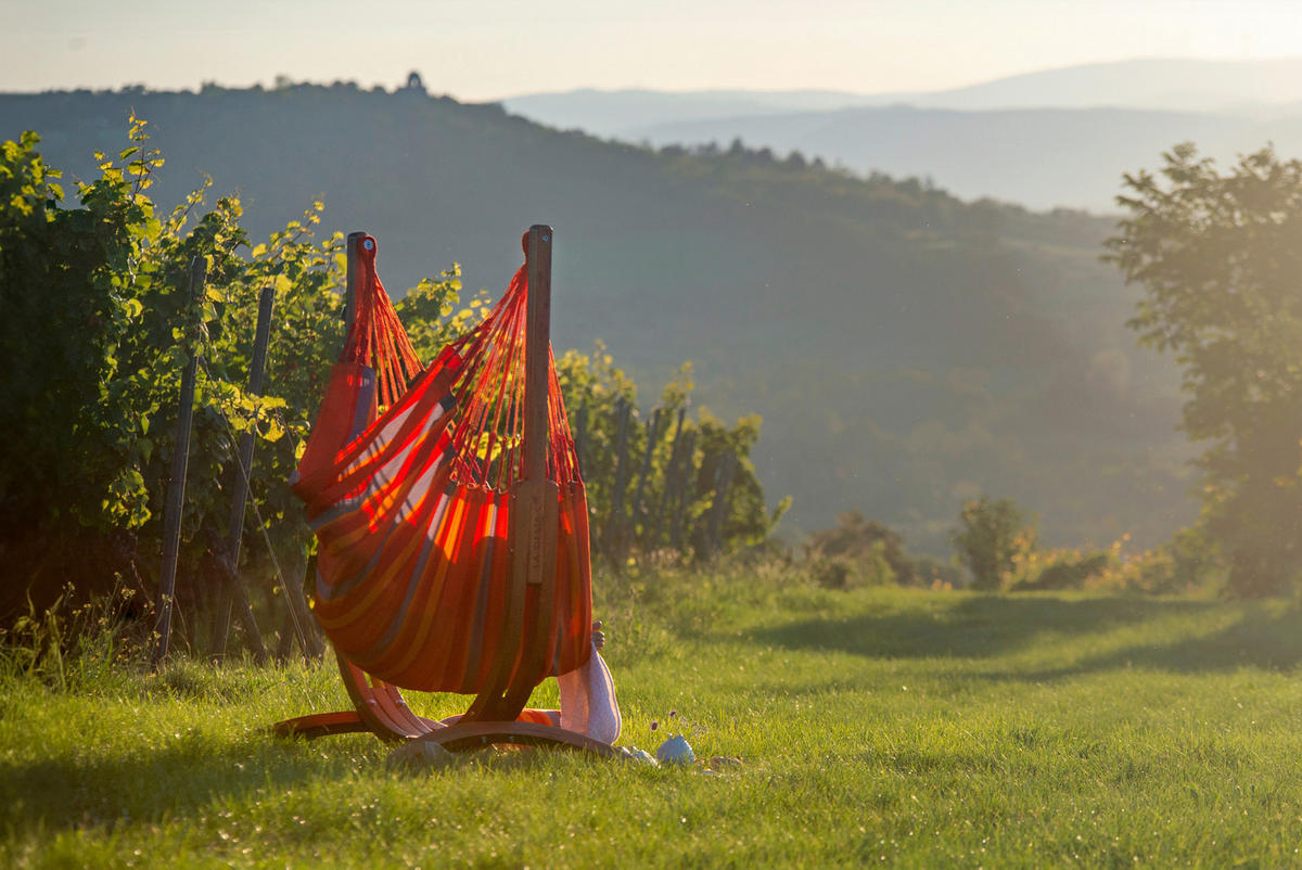 HOJDACIA SIEŤ  - farba eukalyptového dreva/oranžová, Konventionell, drevo/textil (100/152/92cm) - La Siesta