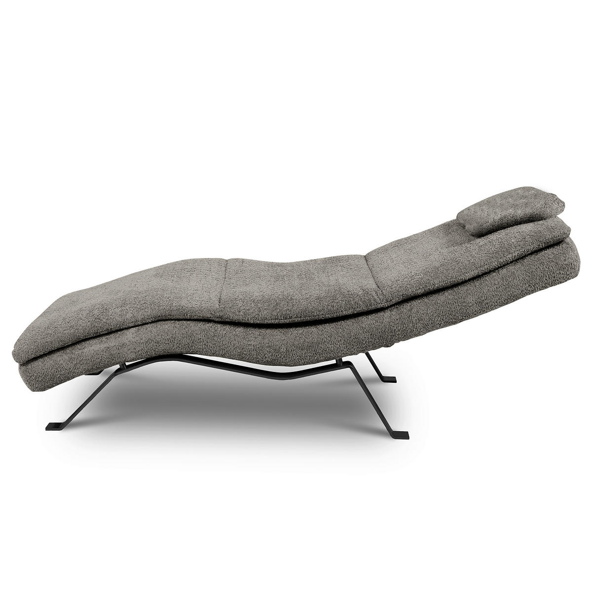 RELAXLIEGE in Echtleder Dunkelgrau  - Dunkelgrau/Schwarz, Design, Leder/Metall (65/95/171cm) - Celina Home