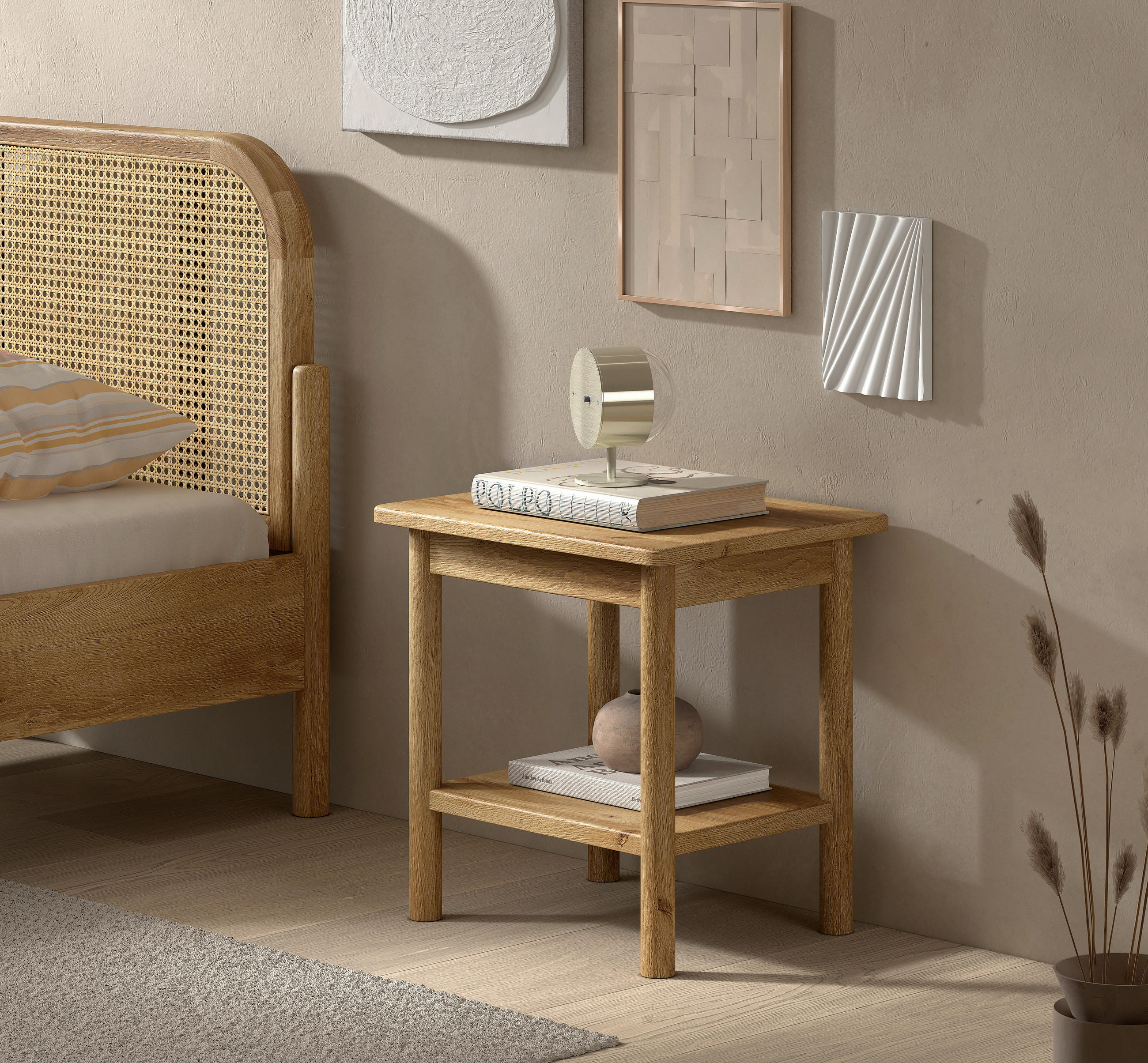 NACHTTISCH 50/50/40 cm in furniert, massiv Eiche Eichefarben - Eichefarben, MODERN, Holz/Holzwerkstoff (50/50/40cm) - MID.YOU