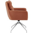 ARMLEHNSTUHL  in Edelstahl Mikrofaser  - Edelstahlfarben/Cognac, Design, Textil/Metall (62/89,5/65cm) - Novel