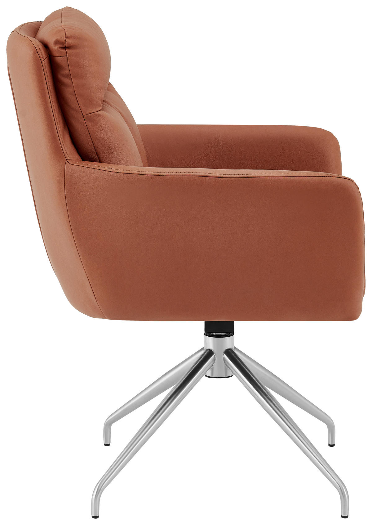 ARMLEHNSTUHL  in Edelstahl Mikrofaser  - Edelstahlfarben/Cognac, Design, Textil/Metall (62/89,5/65cm) - Novel