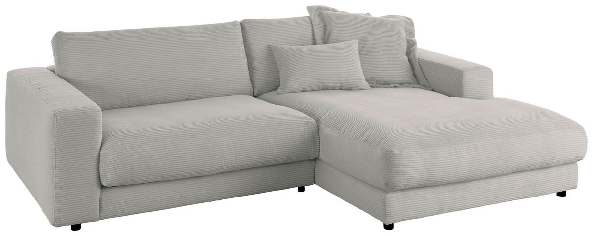 ECKSOFA in Cord Greige  - Greige/Schwarz, Design, Kunststoff/Textil (270/190cm) - Lomoco
