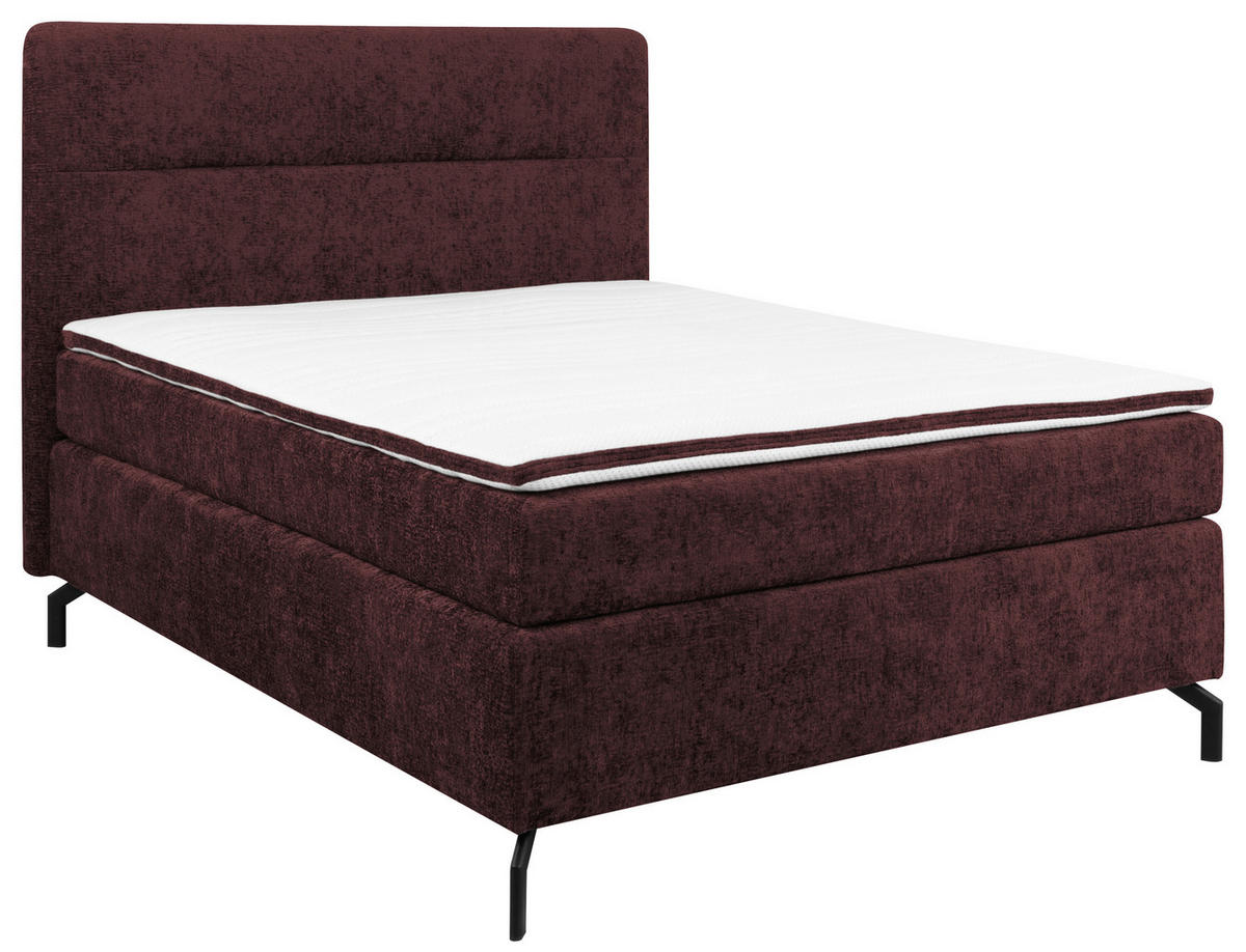 BOXSPRINGBETT 140/200 cm  in Dunkelrot  - Schwarz/Dunkelrot, Design, Textil/Metall (140/200cm) - Esposa