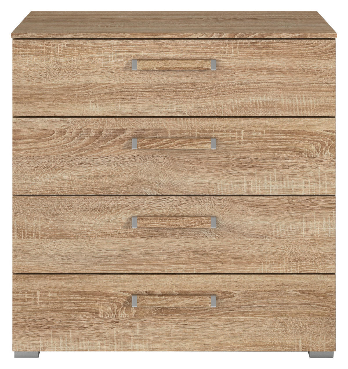 KOMMODE - Silberfarben/Sonoma Eiche, Design, Holzwerkstoff/Kunststoff (80/81/42cm) - Novel
