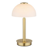 LED-BORDSLAMPA - mässingsfärgad/svart, Design, metall/glas (18/31,5cm) - Globo