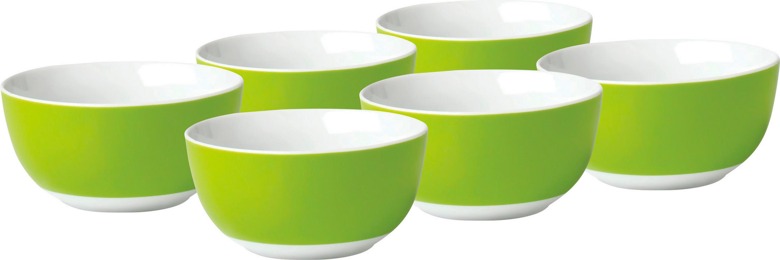 Müslischalenset Grün Weiß 6-Teilig D: 14 Cm