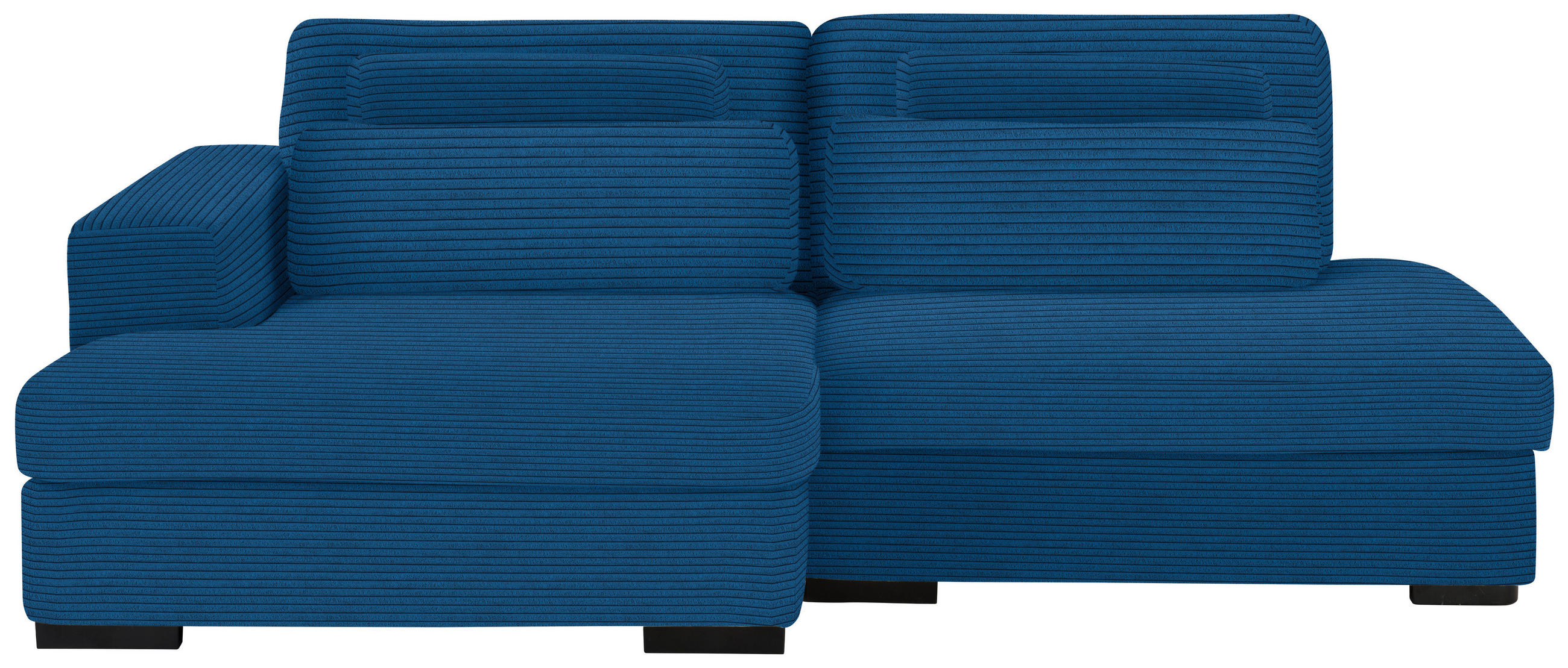 ECKSOFA in Cord, Velours Blau  - Blau/Schwarz, Design, Kunststoff/Textil (158/223cm) - Lomoco