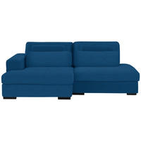 ECKSOFA in Cord, Velours Blau  - Blau/Schwarz, Design, Kunststoff/Textil (158/223cm) - Lomoco