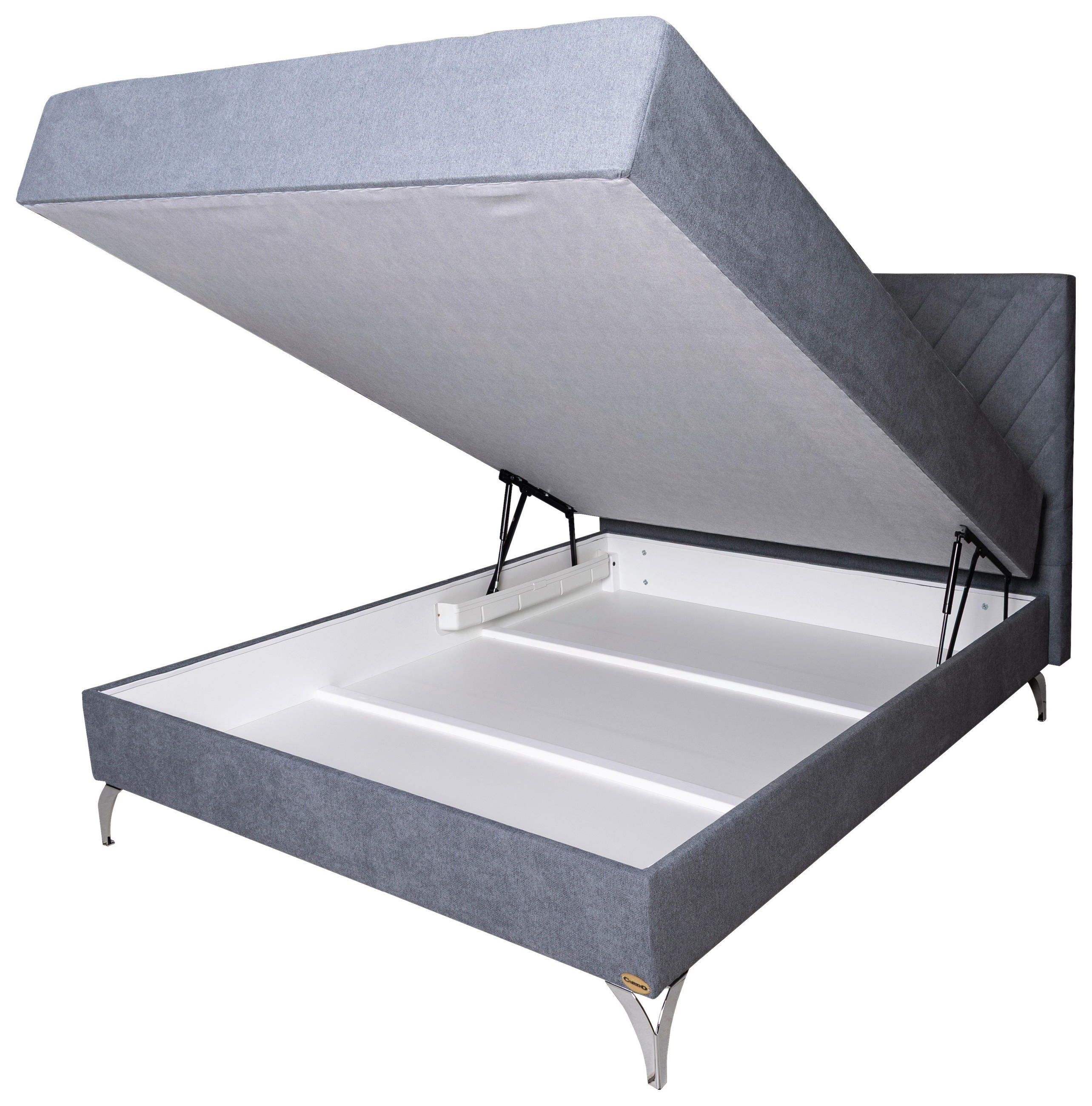 KÁRPITOZOTT ÁGY 160/200 cm  szürke  - ezüstszínű/szürke, Basics, textil/fém (160/200cm) - Cardo