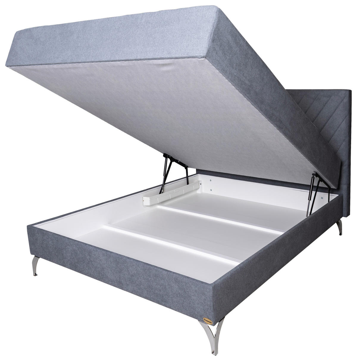 KÁRPITOZOTT ÁGY 160/200 cm  szürke  - ezüstszínű/szürke, Basics, textil/fém (160/200cm) - Cardo