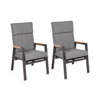 GARTENSTUHL-SET Aluminium Braun, Schwarz, Dunkelgrau  - Dunkelgrau/Schwarz, MODERN, Kunststoff/Textil (60,5/112/68cm) - Gardenson