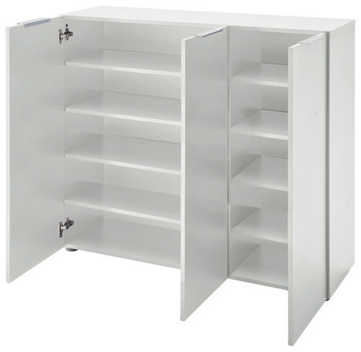 SCHUHSCHRANK  in 120/101/39 cm  - Weiss/Edelstahlfarben, Design, Holzwerkstoff/Kunststoff (120/101/39cm) - Carryhome