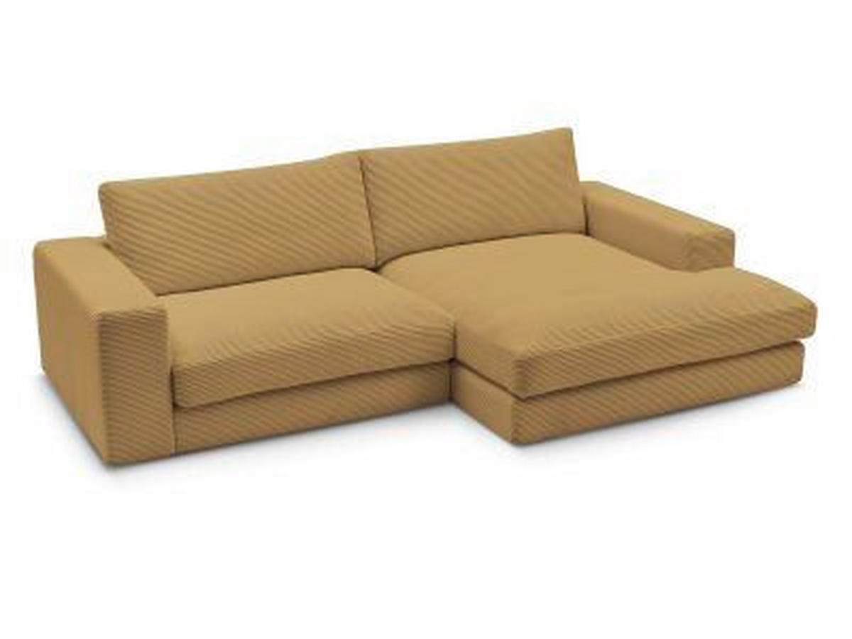ECKSOFA  LEONARD Gelb Cord  - Gelb/Schwarz, MODERN, Kunststoff/Textil (274/159cm)