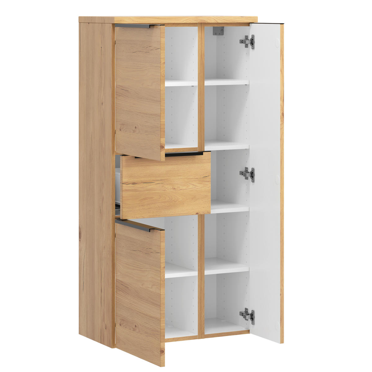 MIDISCHRANK 65/130/35 cm  - Wildeiche/Schwarz, KONVENTIONELL, Holzwerkstoff/Metall (65/130/35cm) - Xora