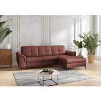 ECKSOFA ZORA E in Echtleder Rotbraun  262/164 cm  - Rotbraun/Schwarz, MODERN, Leder/Metall (262/164cm) - Sit & More