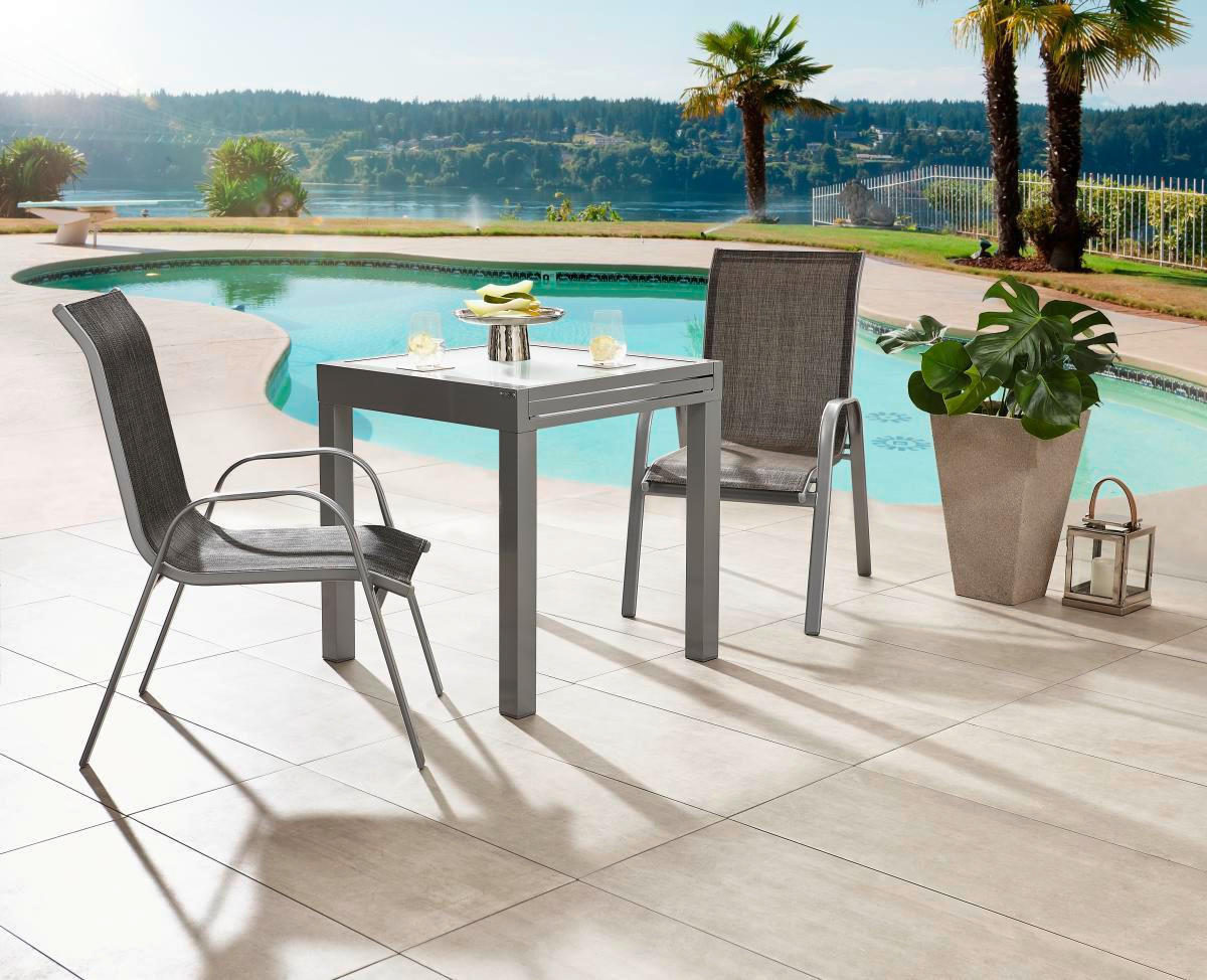 KERTI ASZTAL 70-140/70/75 cm   - ezüst, Basics, Üveg/fém (70-140/70/75cm) - Ambia Garden