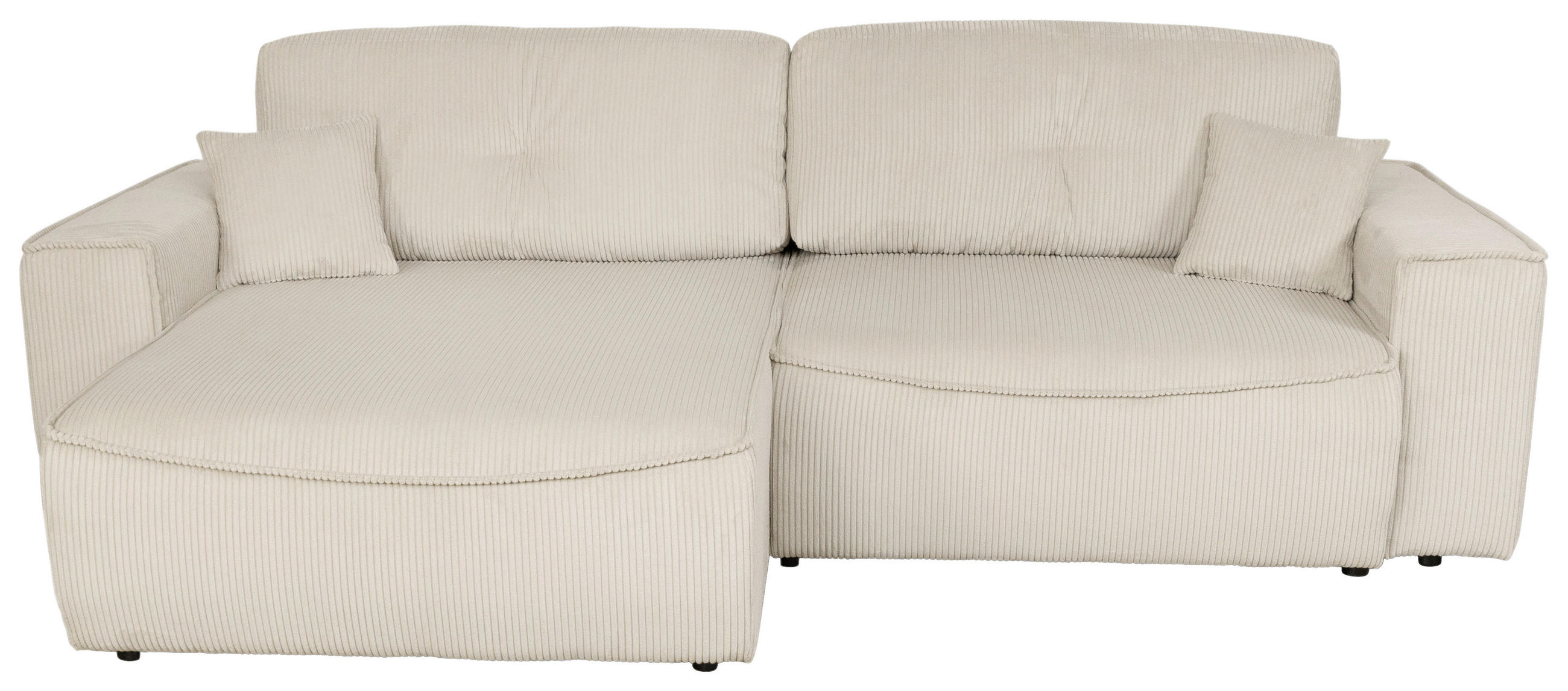 ECKSOFA Naturfarben Cord Zierkissen, Rückenkissen, Bettkasten, Schlaffunktion, Rücken echt, Liegefläche im Originalstoff  - Schwarz/Naturfarben, KONVENTIONELL, Kunststoff/Textil (148/265cm) - Carryhome