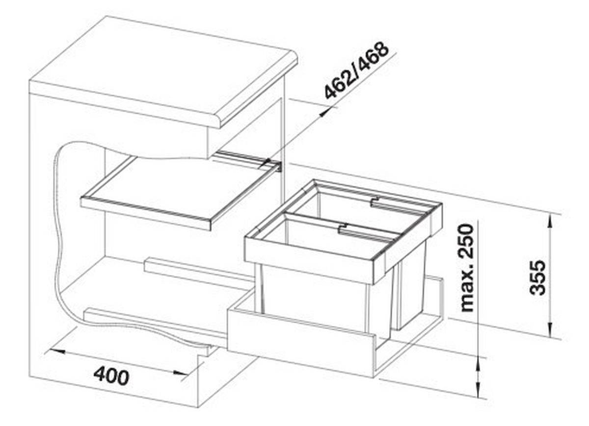 EINBAUABFALLSAMMLER 38 L  - Edelstahlfarben/Anthrazit, Basics, Kunststoff/Metall (46,2/37,1/40cm) - Blanco