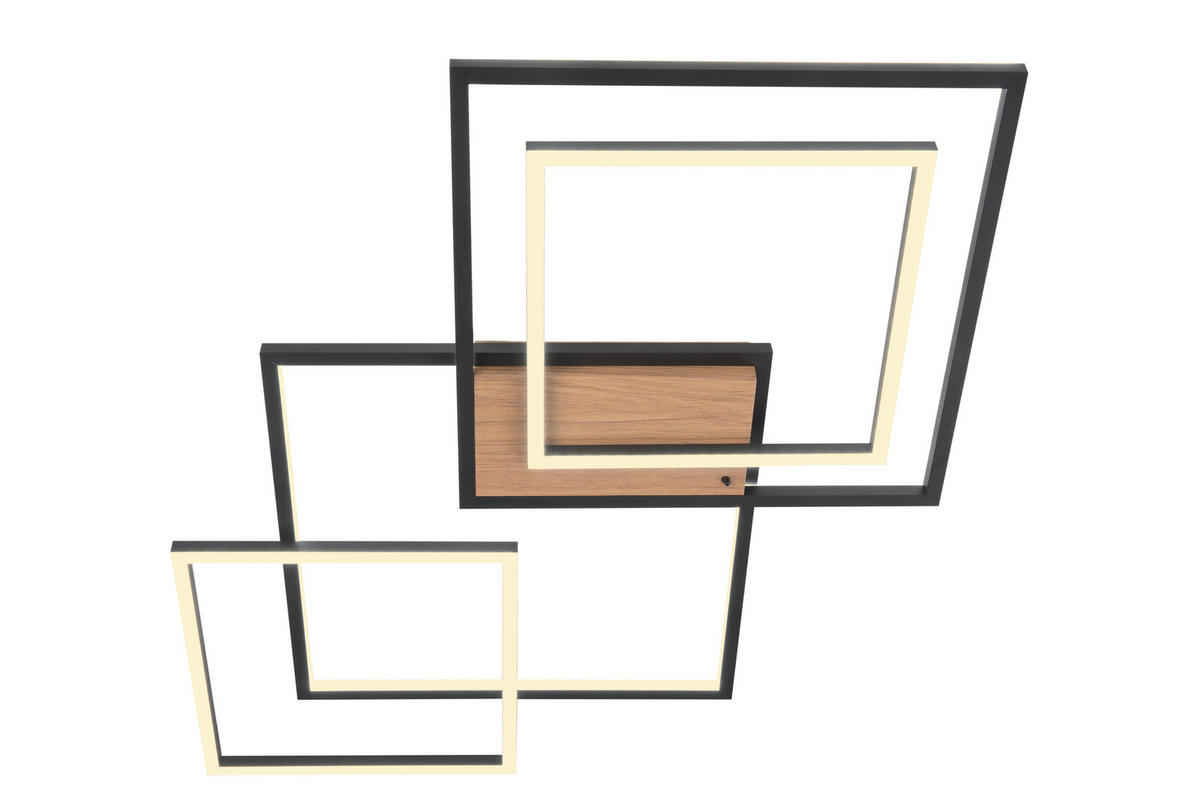 LED-DECKENLEUCHTE 67/58/6 cm    - Walnussfarben/Schwarz, Design, Kunststoff/Metall (67/58/6cm) - Novel