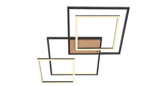 LED-DECKENLEUCHTE 67/58/6 cm - Walnussfarben/Schwarz, Design, Kunststoff/Metall (67/58/6cm) - Novel
