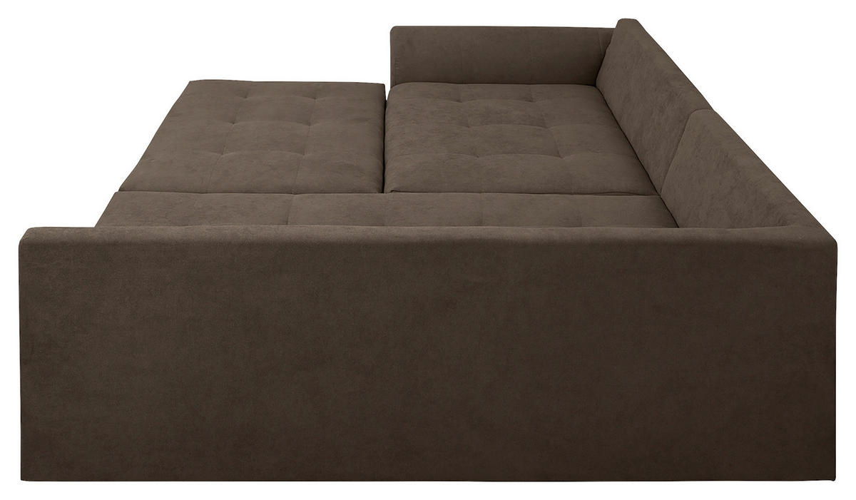 ECKSOFA inkl. Hocker Ariella Braun Mikrofaser  - Naturfarben/Braun, Design, Holz/Textil (161/231cm) - Livetastic