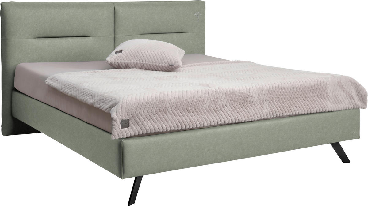 POLSTERBETT Platinfarben 180/200 cm  - Platinfarben/Schwarz, Design, Textil/Metall (180/200cm) - Joop!