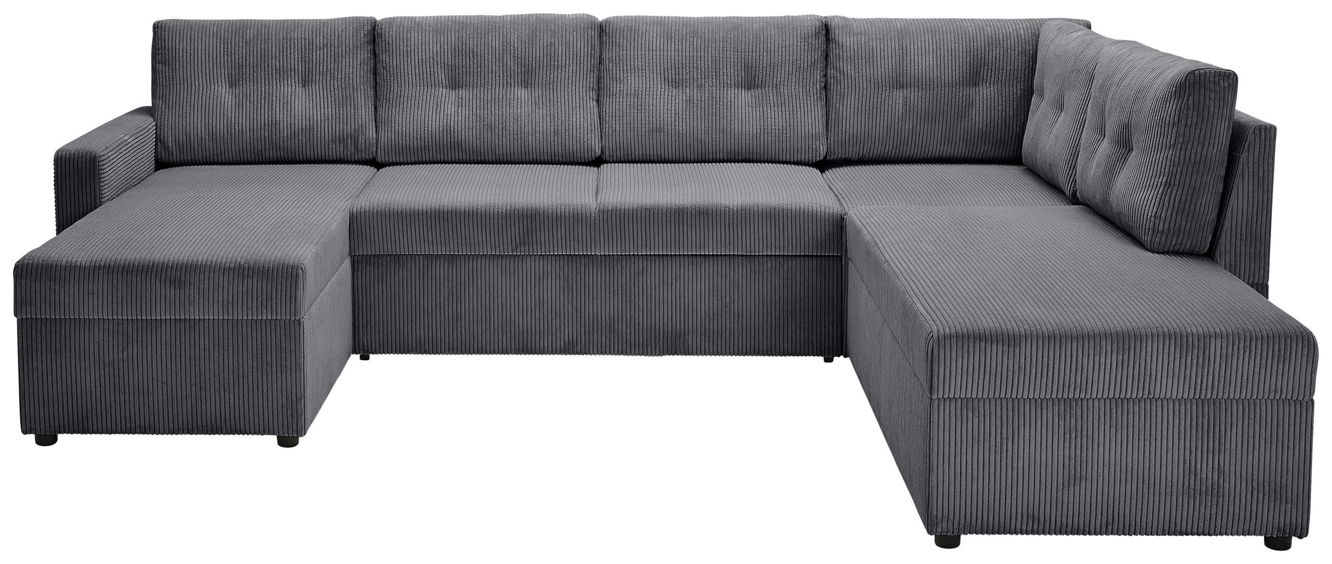 WOHNLANDSCHAFT Anthrazit Cord  - Anthrazit/Schwarz, KONVENTIONELL, Kunststoff/Textil (155/293/212cm) - Ti'me