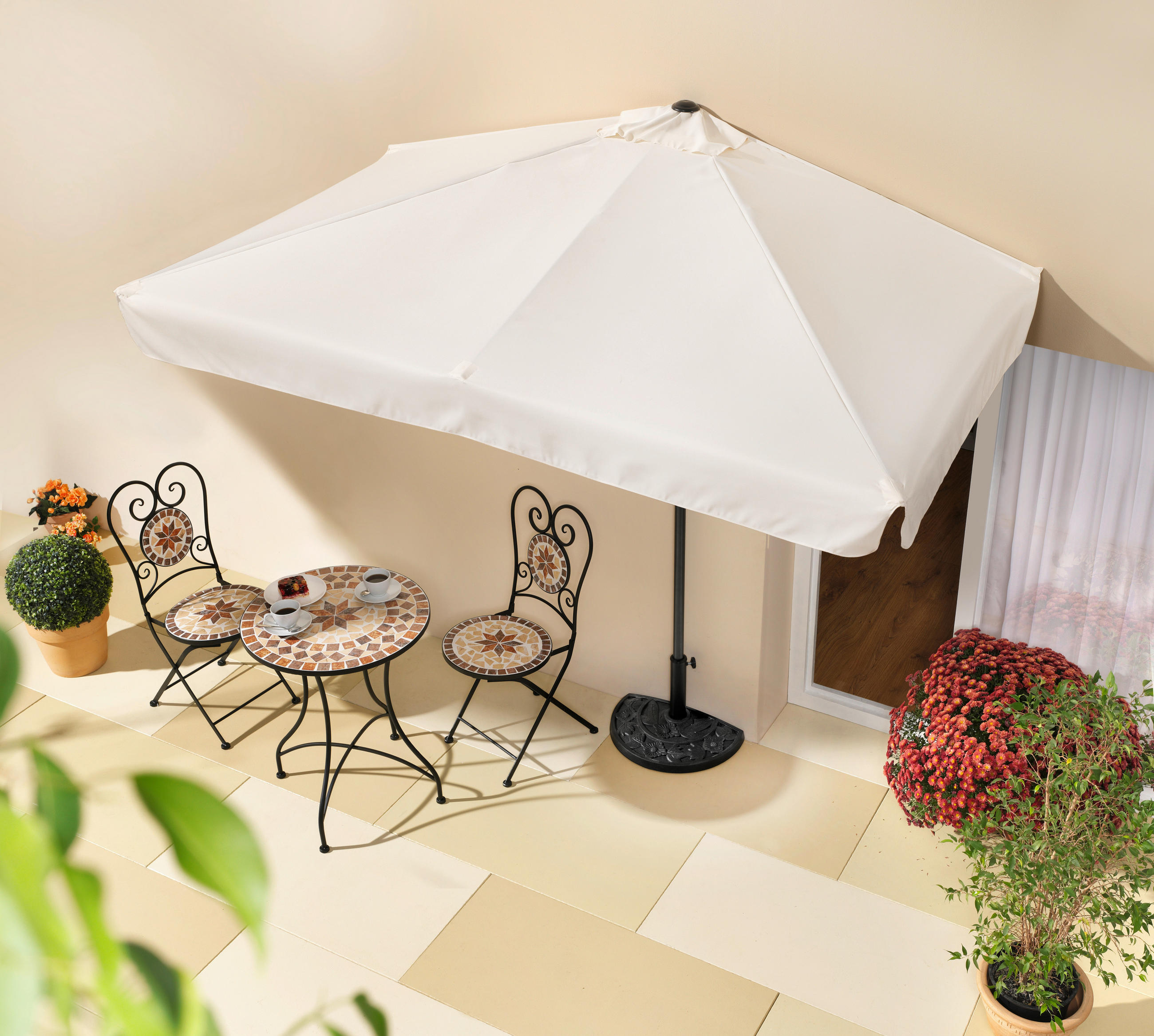 Sonnenschirm BxHxT 228x255x134cm Uv-Beständig Naturfarben