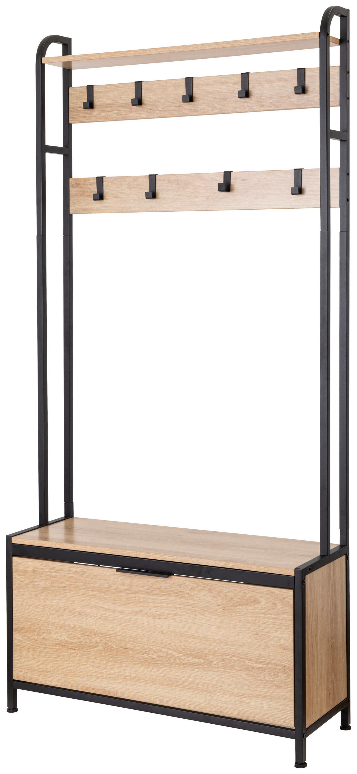 Mid.you Garderobe Schwarz, Eiche 85x180x30 cm