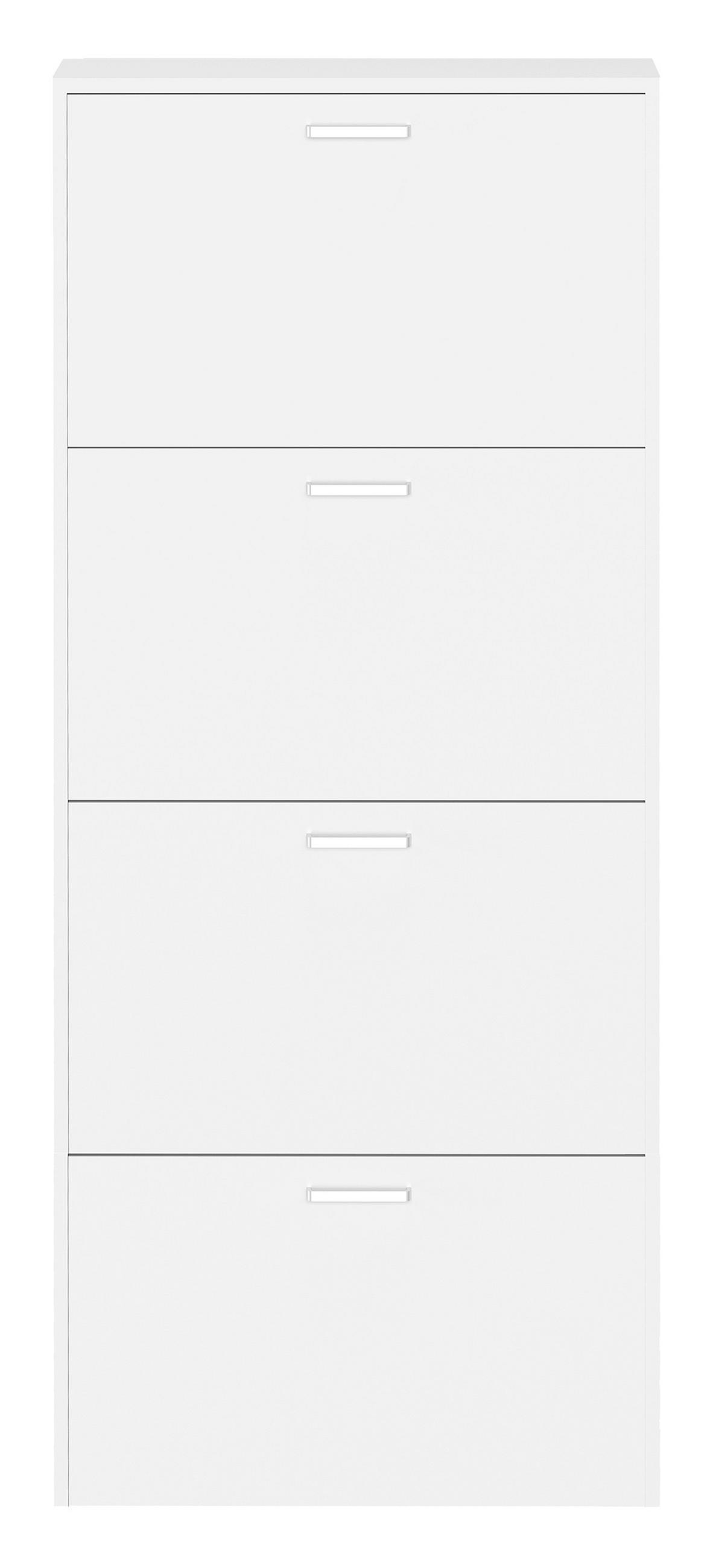 SCHUHSCHRANK Weiß  - Silberfarben/Weiß, Design, Holzwerkstoff/Kunststoff (59/144/17cm) - MID.YOU