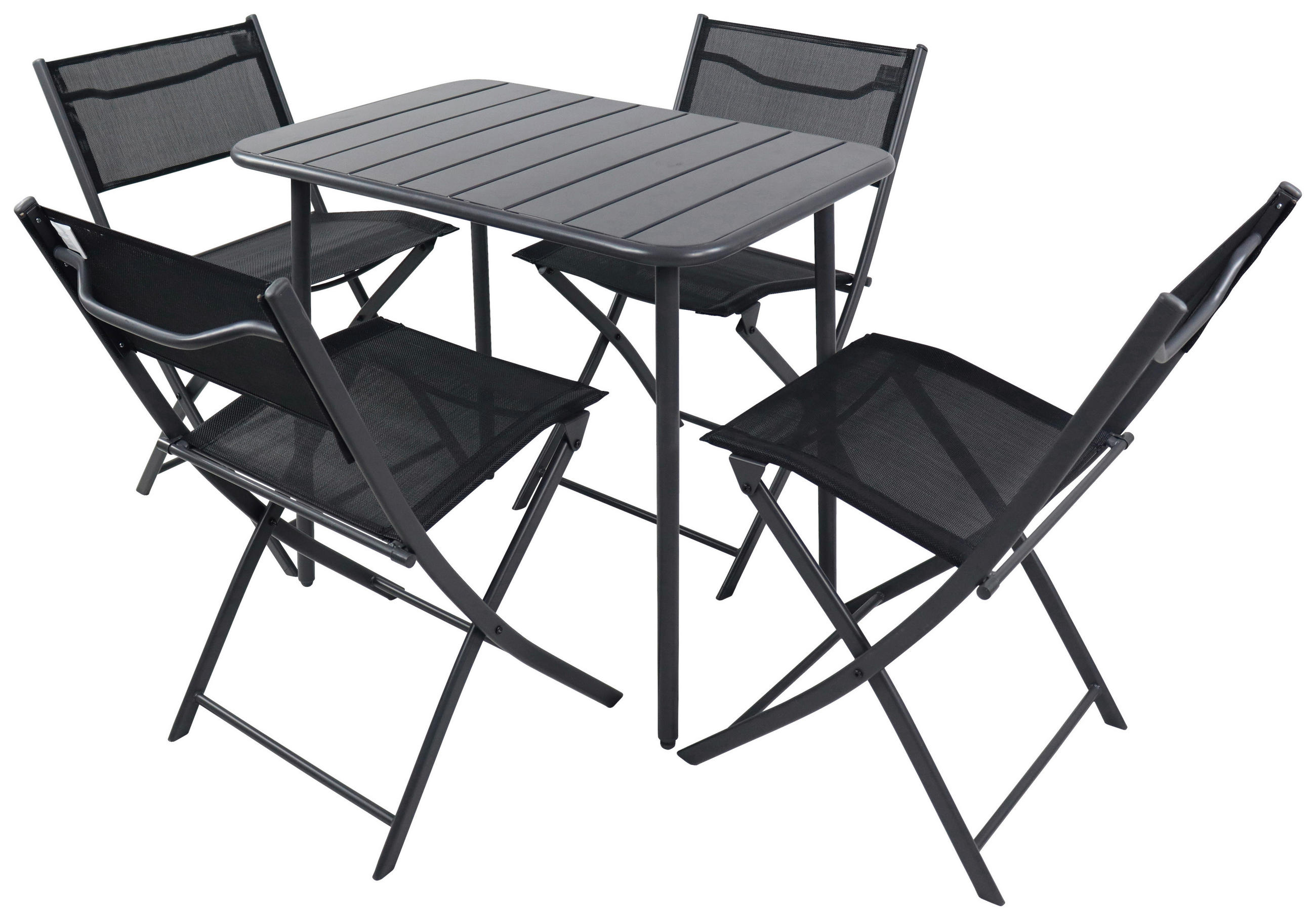 GARTENTISCHGRUPPE Struktur Stahl  - Schwarz, MODERN, Kunststoff/Textil - Ambia Garden
