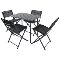 GARTENTISCHGRUPPE Struktur Stahl  - Schwarz, MODERN, Kunststoff/Textil - Ambia Garden