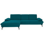 ECKSOFA in Chenille, Mikrofaser Petrol  - Petrol/Schwarz, Design, Textil/Metall (157/299cm) - Dieter Knoll