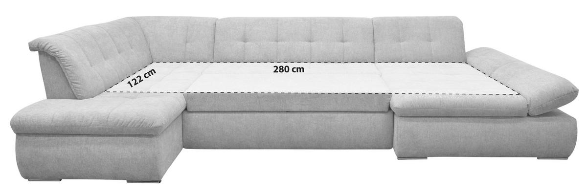 WOHNLANDSCHAFT in Mikrofaser Grau  - Chromfarben/Grau, KONVENTIONELL, Textil/Metall (216/353/172cm) - MID.YOU