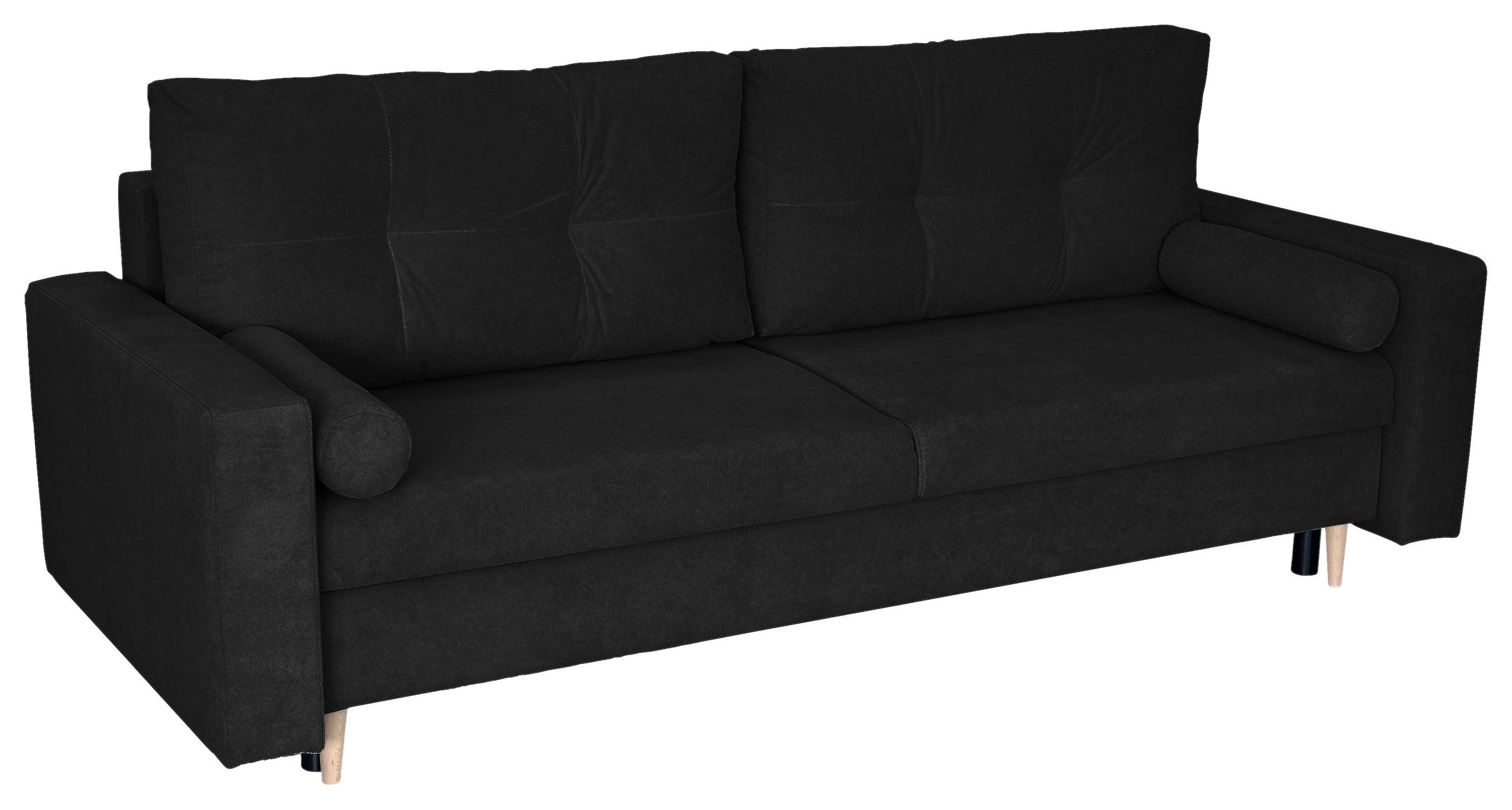 SCHLAFSOFA Cord Schwarz  - Schwarz/Naturfarben, Design, Holz/Kunststoff (220/96/98cm) - MID.YOU