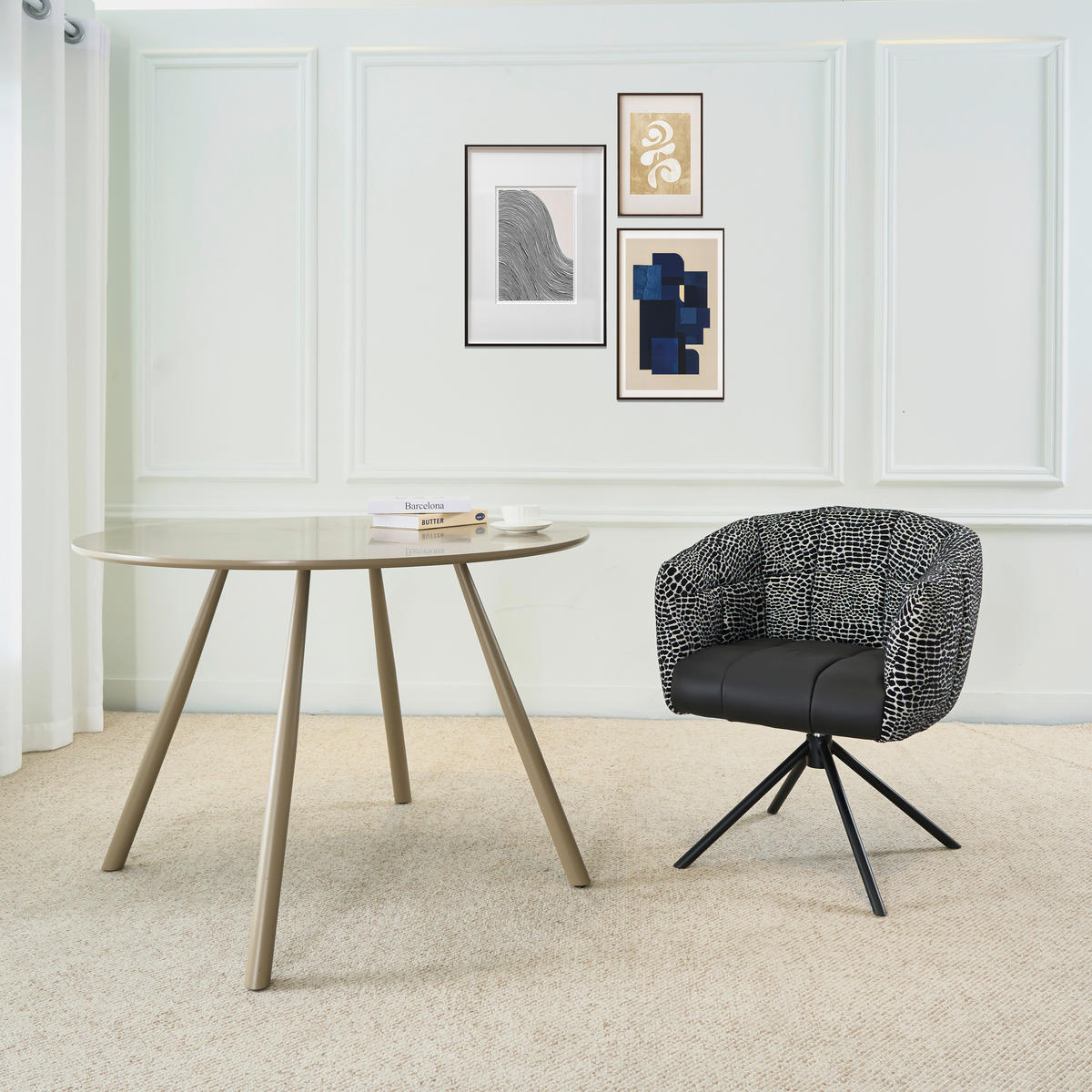 ARMLEHNSTUHL  Sitzfläche 360° drehbar Webstoff, Mikrofaser  - Schwarz, Design, Textil/Metall (67/80/65cm) - Novel