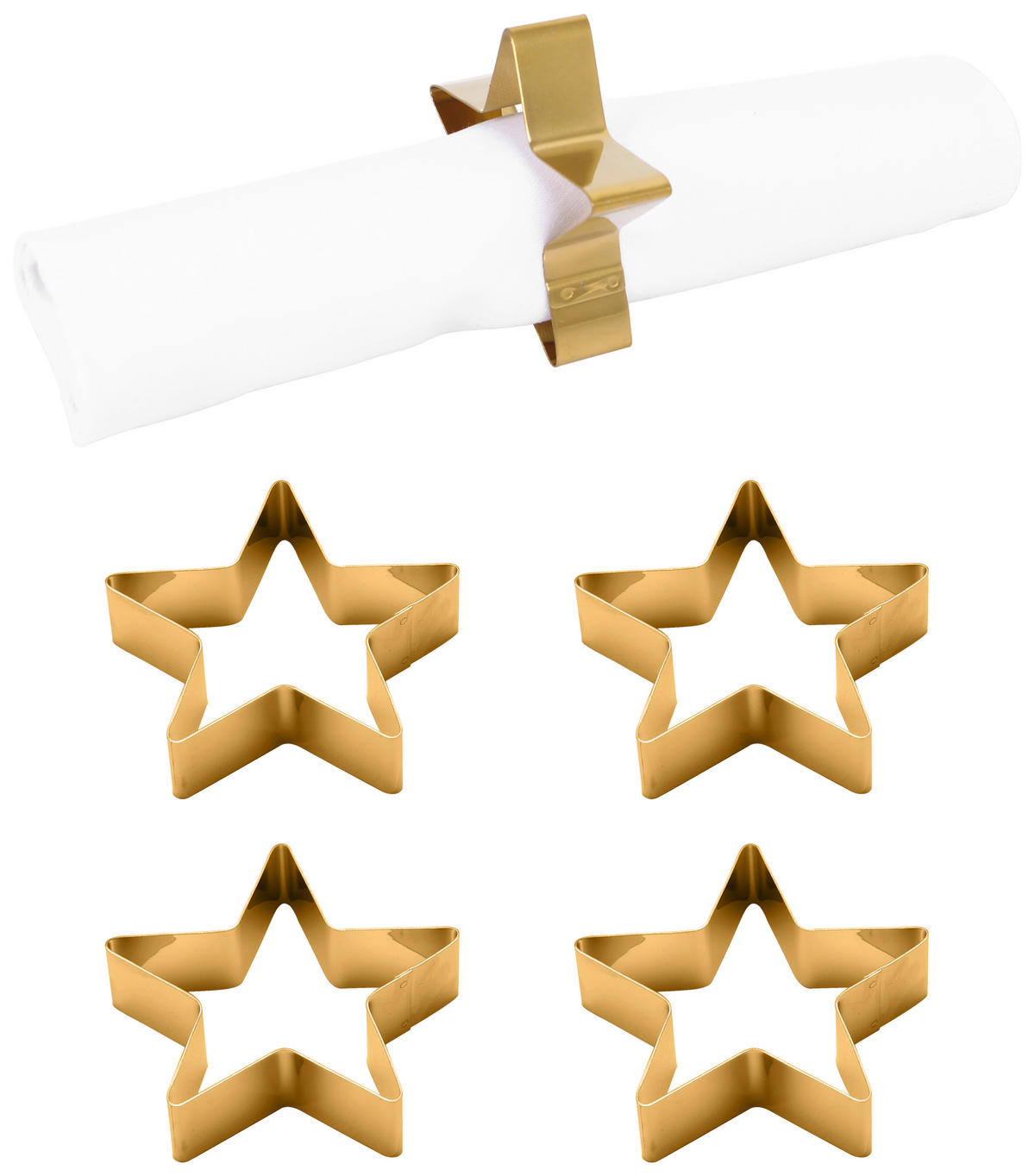 SERVIETTENRING 7 cm  4 Stück  - Goldfarben, Design, Metall (7cm) - Echtwerk