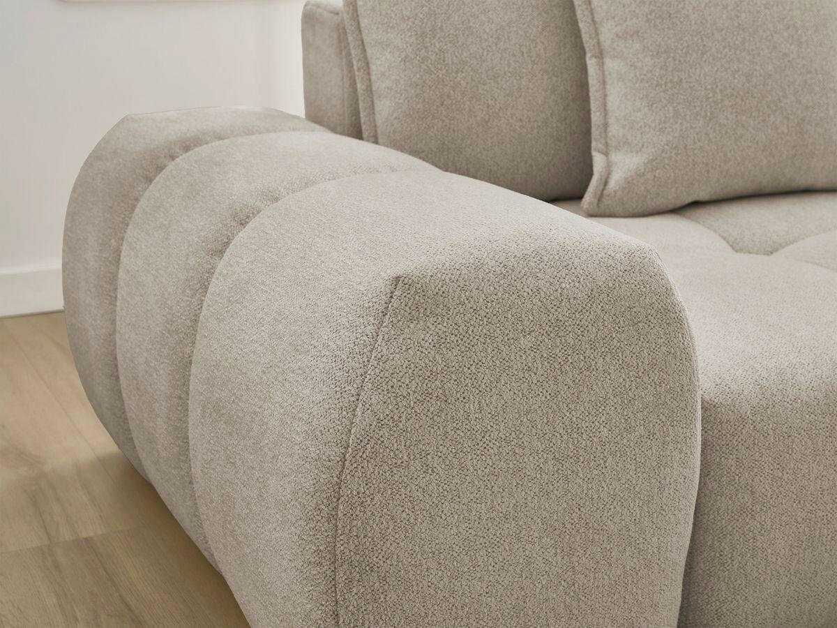 ECKSCHLAFSOFA EVEREST  mit Rücken echt, Armteil links, Armteil rechts Flachgewebe Taupe  - Taupe/Schwarz, MODERN, Kunststoff/Textil (318/180cm) - Livetastic