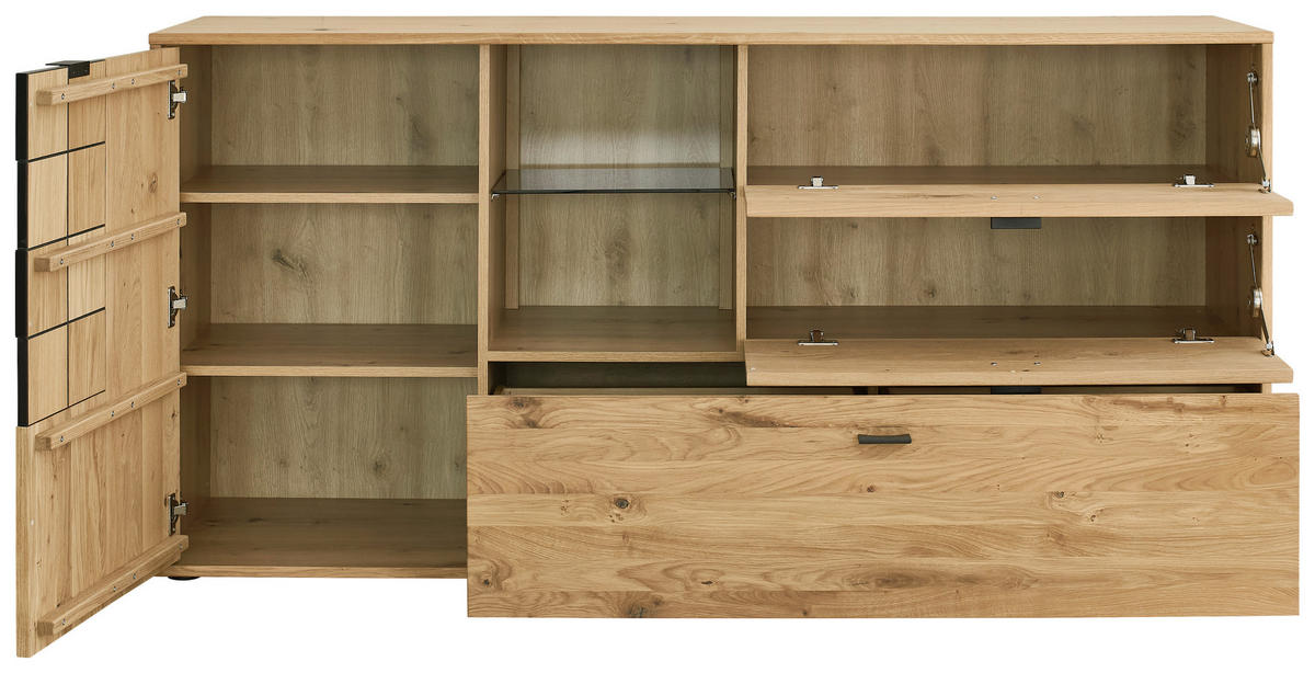 SIDEBOARD Alteiche  173,8/85,3/43,8 cm  - Alteiche/Anthrazit, Konventionell, Glas/Holz (173,8/85,3/43,8cm) - Linea Natura