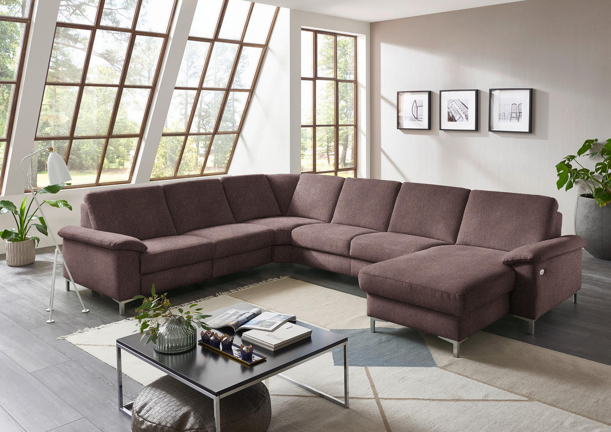 WOHNLANDSCHAFT in Chenille Braun  - Alufarben/Braun, Design, Textil/Metall (265/333/170cm) - Dieter Knoll
